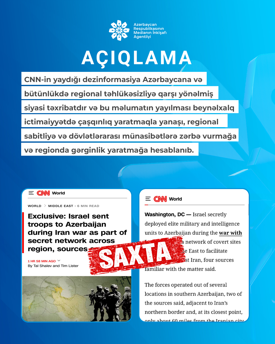 Azerbaycan Respublikasinin Medianin Inkisafi Agentliyinin aciqlamasi