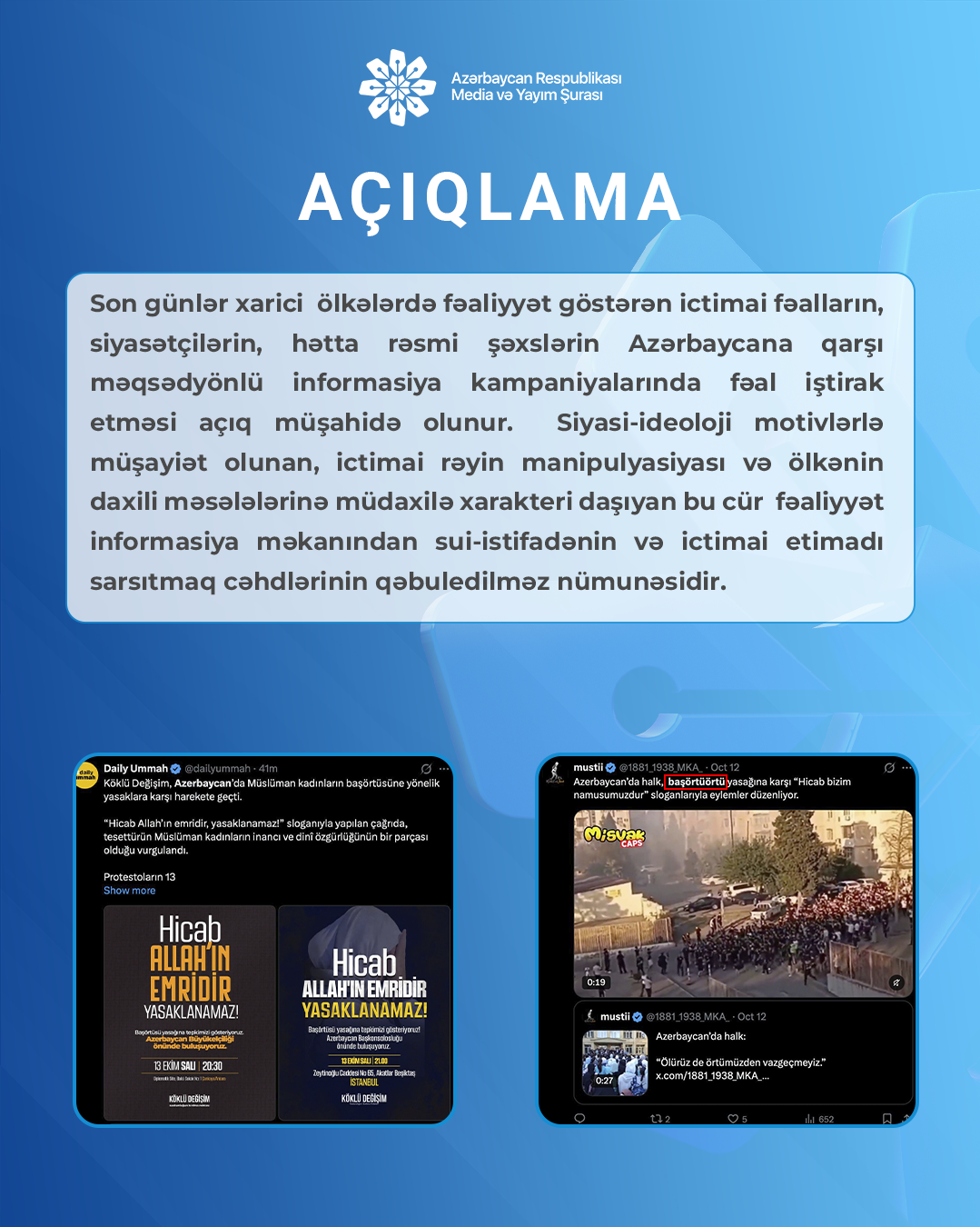 Azerbaycan Respublikasi Media ve Yayim Surasinin aciqlamasi