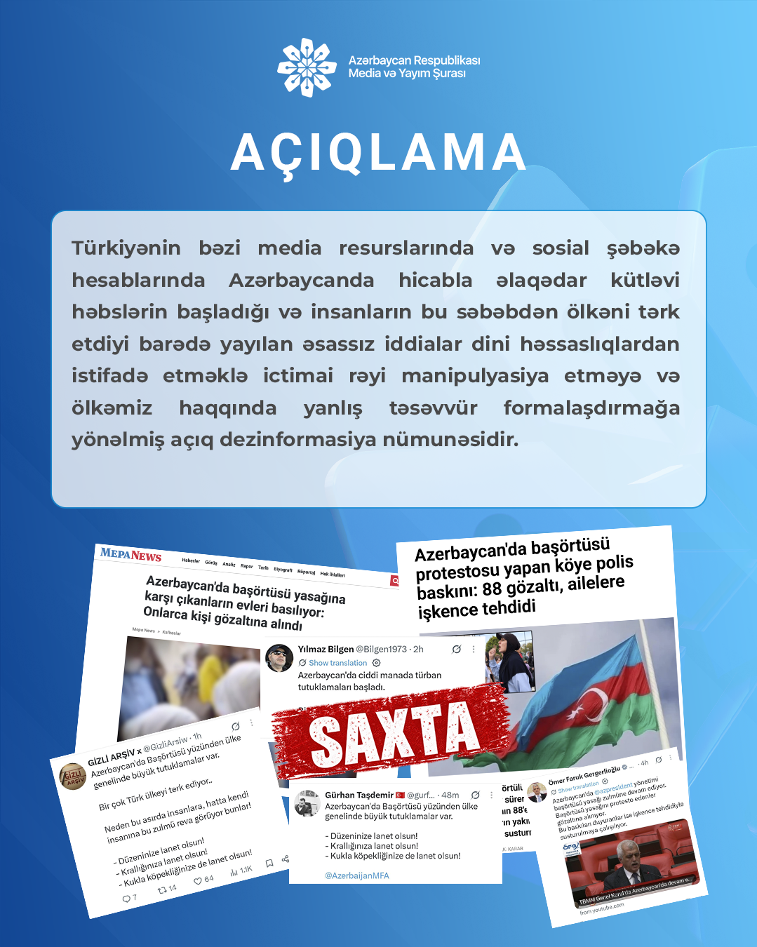 Azerbaycan Respublikasi Media ve Yayim Surasinin aciqlamasi
