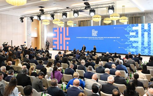 Ilham Eliyev IV Susa Qlobal Media Forumunun acilisinda istirak edir